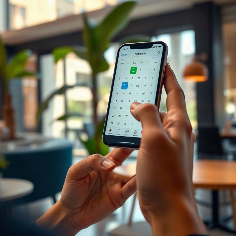 Pessoa usando smartphone para agendar visita técnica